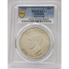 AUSTRALIA 1938 . CROWN . PCGS AU53